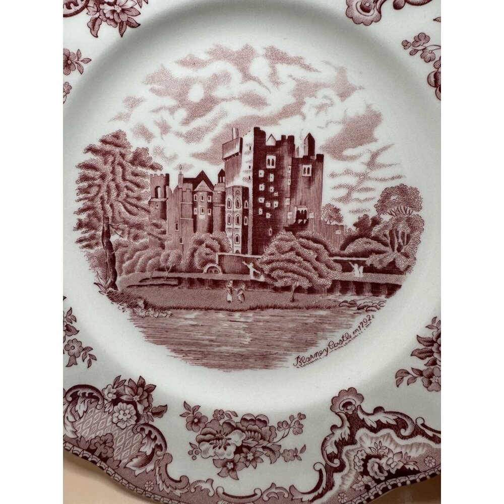 Vintage JOHNSON BROTHERS Red Dinner Plate 10" Blarney Castle, Old Britain Castle